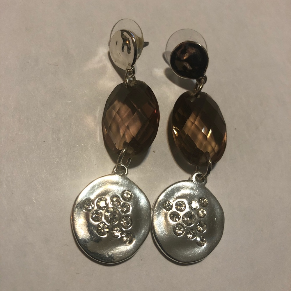 Silver and Purple Dangly Earrings